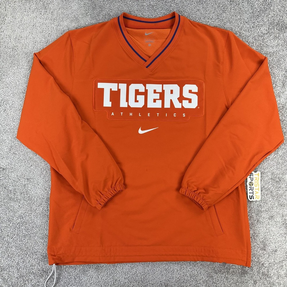 Clemson Tigers Jacket Mens Medium Orange Nike V-Neck Windbreaker PE Team Issue